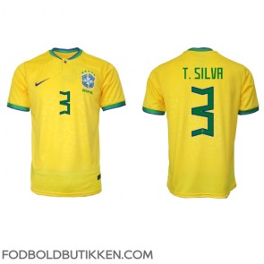 Brasilien Thiago Silva #3 Hjemmebanetrøje VM 2022 Kortærmet